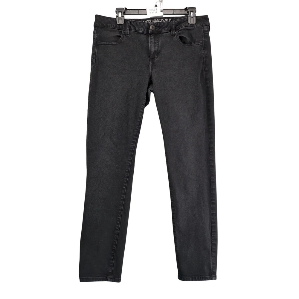 American Eagle Black Jegging Jeans‎ Women's 14 Black Skinny 34x29" Stretch Denim